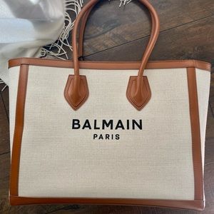 Balmain Cream and Brown Tote Bag
